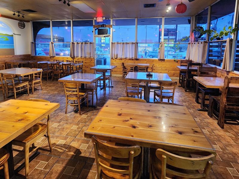 Flaming Cheese Saganaki Greek restaurant interior
