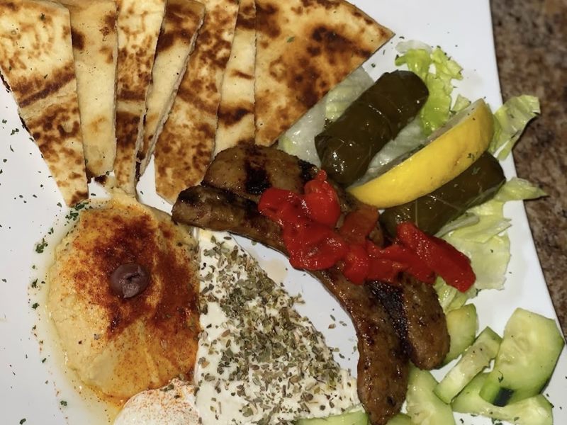 Flaming Cheese Saganaki Greek restaurant food